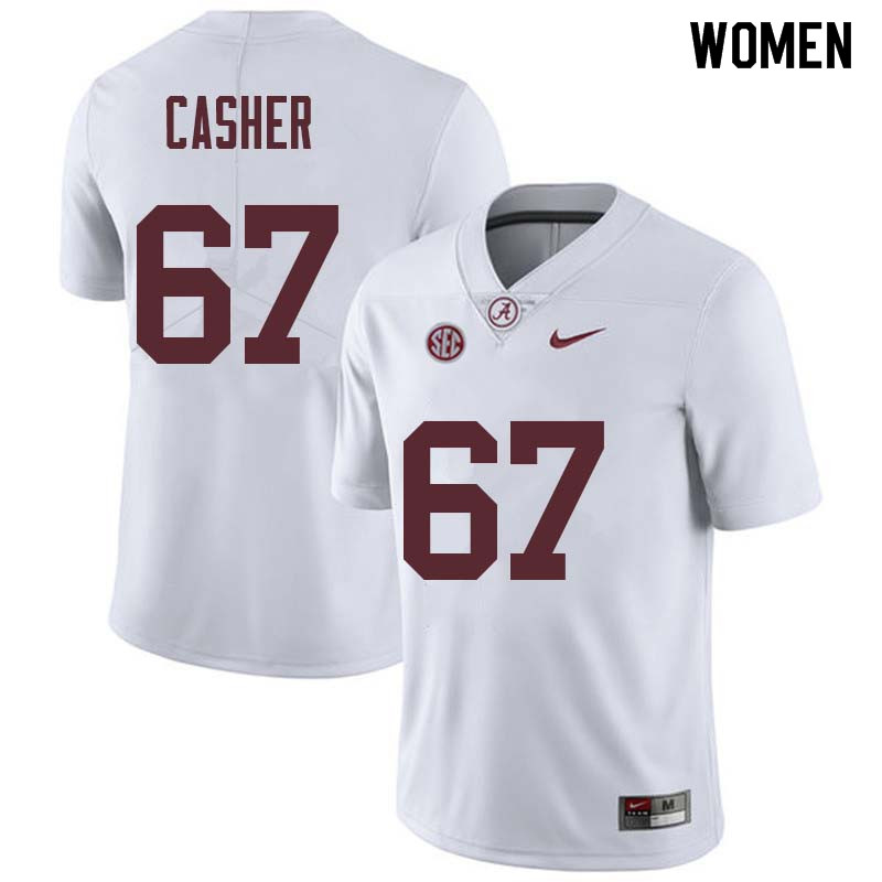 Women #67 Josh Casher Alabama Crimson Tide College Football Jerseys Sale-White
